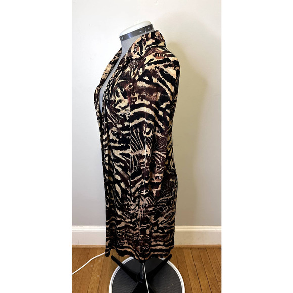 Chico's Traveler Liquid Knit Animal Print Slinky Button Up Duster/Dress, Sz M/8 - Picture 5 of 16